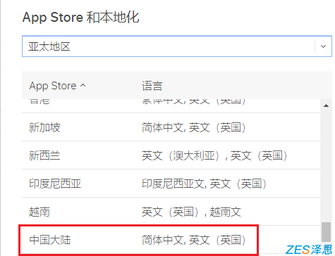 中国地区ASO本地化语言版本